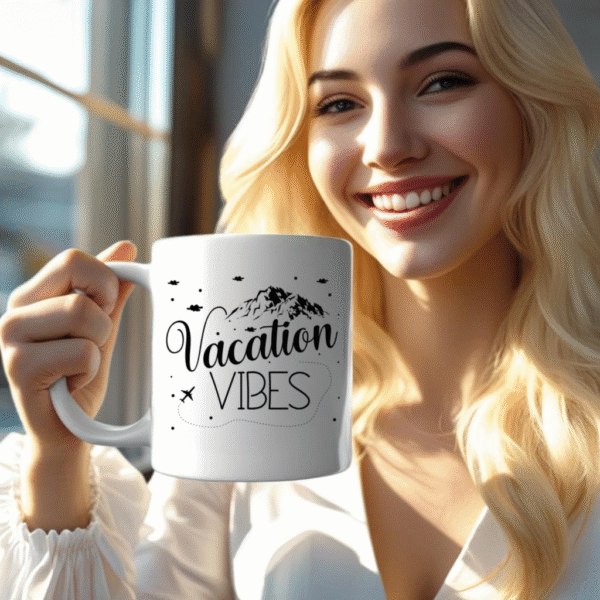 Travel Mug – 11oz White Ceramic Cup for Coffee, Tea & Wanderlust Moments